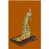 Image 4 : 24K Gold Handcrafted Museum Quality Large Bronze Peacock With Sapphire Statue