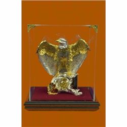 Large 24K Gold American Eagle Bronze Sculpture Classic Artwork Figurine Figure