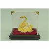 Image 1 : Art Deco Swan with Rubies 24K Gold Plated Sculpture Home Office Decor