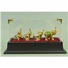 Image 1 : 24K Gold Plated Bronze Elephant Chain Bronze Sculpture Figurine Glass Display