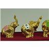 Image 6 : 24K Gold Plated Bronze Elephant Chain Bronze Sculpture Figurine Glass Display