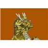 Image 5 : Foo Dog Temple Lions Keiloon Protection Prosperity Hot Cast Gold Plated Bronze