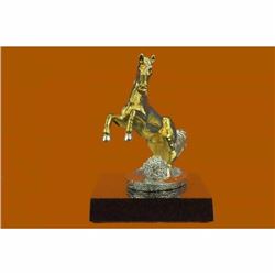 BRONZE SCULPTURE Show Horse French Thoroughbred Horse Show 24K Gold Plated Decor