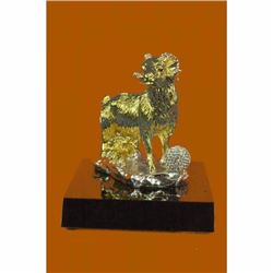 Bronze Brass Metal Shaggy Sheep or Ram Sculpture Statue -24K Gold Patina! Gift