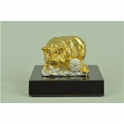Chinese Zodiac Sign Pig Money Lucky 14K Gold Bronze Hot Cast Gift Box Figurine