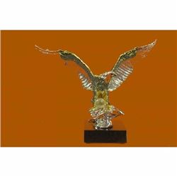 Hot Cast 24K Gold Silver American Eagle Bronze Sculpture Figurine Display Figure
