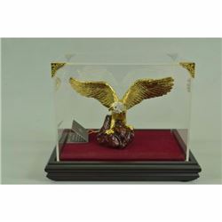China Regius 100% Pure Bronze 24K Gold silver-Gilt bear roar Fly eagle Statue