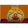 Image 6 : 24K Gold Lucky Money Bag Bronze Sculpture Statue With Glass Display Figure Deal