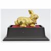 Image 2 : 24K Gold Gilt Bronze Glass Display The Easter Rabbit Bunny Sculpture Statue Gift