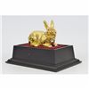 Image 3 : 24K Gold Gilt Bronze Glass Display The Easter Rabbit Bunny Sculpture Statue Gift