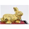 Image 6 : 24K Gold Gilt Bronze Glass Display The Easter Rabbit Bunny Sculpture Statue Gift