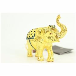 Miniature Vienna Bronze Elephant with Cubic Zirconia 24K Gold Bronze Sculpture