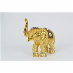 Bronze Elephant Figure with 24K Plated Gold Gilt Hand Worked Details-India Asia