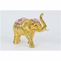24K Gold Cubic Gem Safari African Elephant with Rhinestone Bronze Sculpture Sale