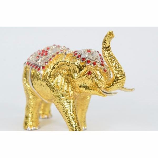 24K Gold Cubic Gem Safari African Elephant with Rhinestone Bronze