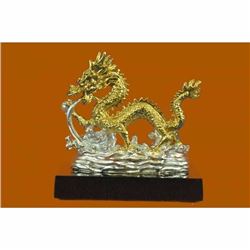 Chinese Zodiac Gold Dragon statue figure 24K gold plated Chinese Mascot Figure