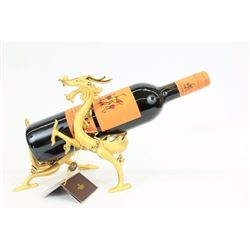 24K Real Gold plated Bronze Golden Dragon Wine Holder Sculpture Figurine Figure