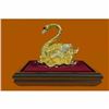 Image 1 : 24K Gold and Silver Plated Real Swan Bronze with Rhinestone Sculpture Figurine