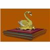 Image 3 : 24K Gold and Silver Plated Real Swan Bronze with Rhinestone Sculpture Figurine