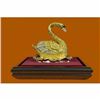 Image 4 : 24K Gold and Silver Plated Real Swan Bronze with Rhinestone Sculpture Figurine
