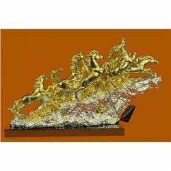 Hand Made European 24K Gold Bronze Silver mustang Home Office Farm Decoration