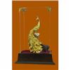 Image 1 : 24K Gold Silver Gold Plated Bronze Peacock with Rhinestone Sculpture Statue Deal