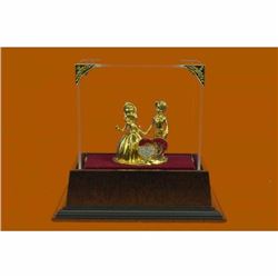 Art Nouveau 24K Gold Couple in Love With Rhinestone Bronze Sculpture Figurine