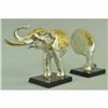 Image 4 : 24K Gold and Silver Plated Elephant Bookends Bronze Sculpture Figurine Figure