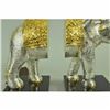 Image 6 : 24K Gold and Silver Plated Elephant Bookends Bronze Sculpture Figurine Figure