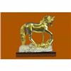 Image 3 : Art Deco Male Stallion 24K Gold plated Bronze Sculpture Statue Figurine Figure