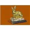 Image 2 : 24K Gold Silver Plated Rabbit Bunny Bronze with Cubic Zirconi Sculpture Statue