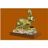 Image 3 : 24K Gold Silver Plated Rabbit Bunny Bronze with Cubic Zirconi Sculpture Statue