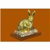 Image 4 : 24K Gold Silver Plated Rabbit Bunny Bronze with Cubic Zirconi Sculpture Statue