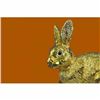 Image 5 : 24K Gold Silver Plated Rabbit Bunny Bronze with Cubic Zirconi Sculpture Statue