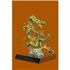 Image 2 : 24K Gold Silver Plated Chinese Dragon With Stones Bronze Sculpture Statue Figure