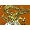 Image 6 : 24K Gold Silver Plated Chinese Dragon With Stones Bronze Sculpture Statue Figure