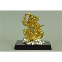 Hot Cast 24K Gold Plated Thinker Monkey Bronze Sculpture Statue Figurine Figure