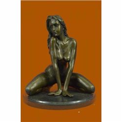 Hot Cast Signed Original Nude Female Bronze Sculpture Marble Base Statue Figure