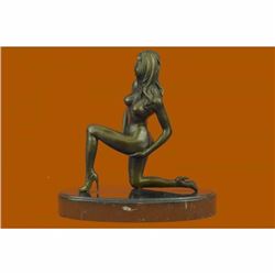 Large Sexy Nude Girl Original 100% Real Bronze Classic Sculpture Figurine Decor