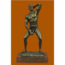 SIGNED MAVCHI CONFIDENT NUDE GAY MAN BRONZE SCULPTURE STATUE FIGURE FIGURINE ART