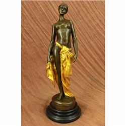 Art Deco Gilt Nude Girl Bronze Sculpture Museum Quality Hot Cast Figurine Figure