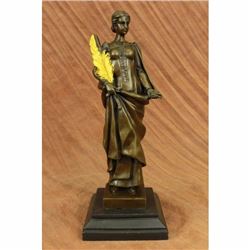 Art Deco Lady Wisdom Greek Goddess Bronze Sculpture Marble Base Statue Gift Sale