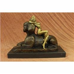 Egyptian Pyramid Famous Sphinx Creature Bronze Sculpture Mythological Art Statue