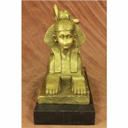 Egyptian Lion with Nude Nymph Bronze Sculpture Marble Base Statue Figurine Gift