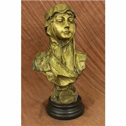 Art Deco Gilt Bronze Female Goddess Bust Bronze Sculpture Great Detail Statue
