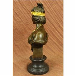 Art Nouveau Gold Patina Two Tone Beautiful Woman Bronze Sculpture Statue Figure