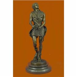 Handmade Bronze Sculpture God Apollo Nude Young Man Hunter Bow  Arrow Figurine