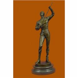 Bronze Figure of a Young Fencer by Benoit Rougelet Handcrafted Museum Quality