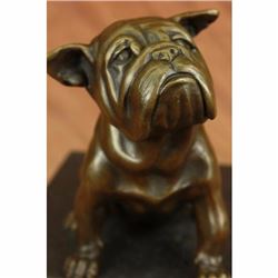 15 LBS English Bulldog Dog Animal Bronze Sculpture Marble Base Statue Figurine