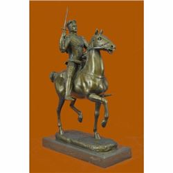 Handcrafted Detailed Roman Warrior on Horse by Fremiet Bronze Sculpture Statue